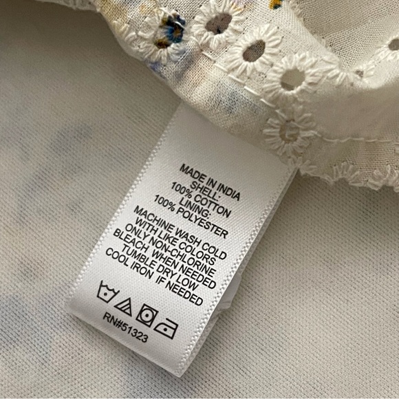 CeCe Women’s Peasant Eyelet Floral Blouse Ruffled Sleeve Cottage Size L - Picture 13 of 13